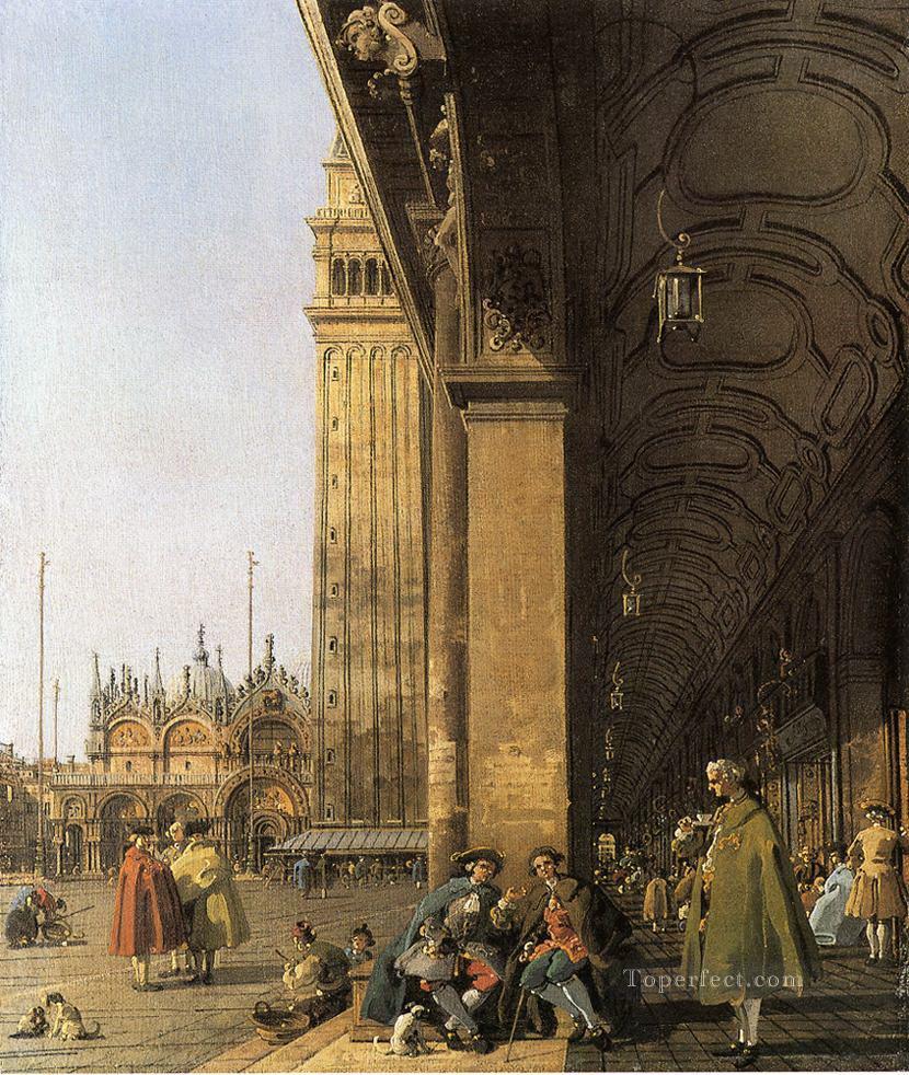piazza san marco looking east from the southwest corner piazza san marco and he colonnade Canaletto Oil Paintings